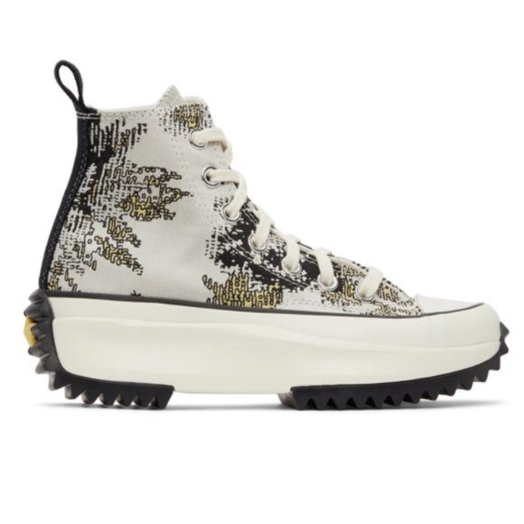 Unisex Grey & Yellow Hybrid Floral Run Star Hike Hi Sneakers from CONVERSE - Picture 10 of 11